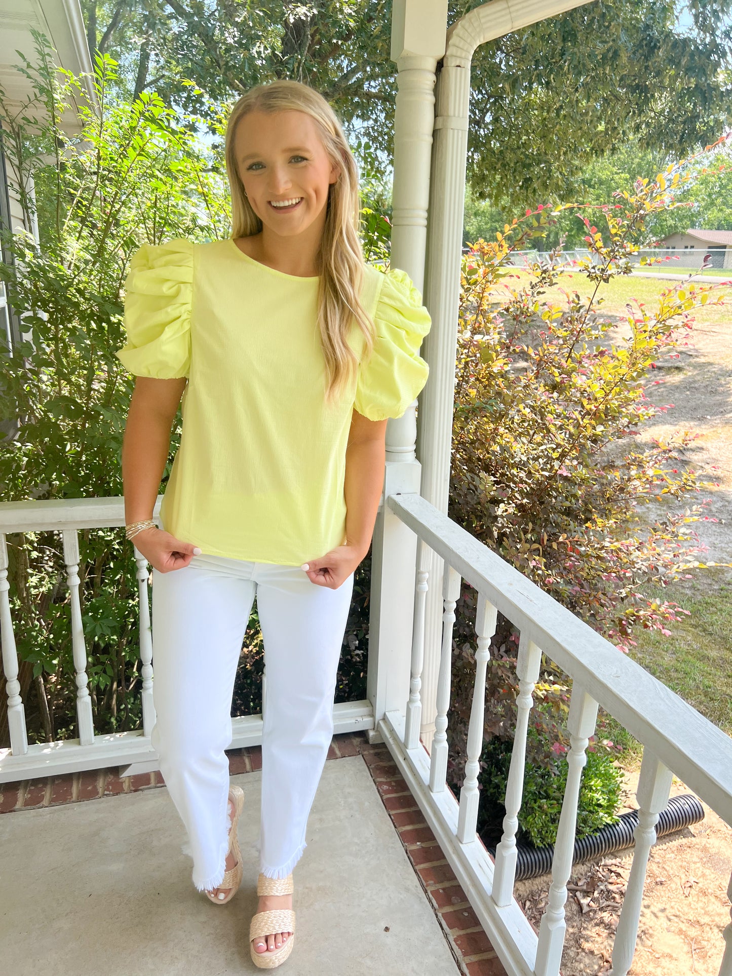 Voluminous Puff Sleeve Top- Limelight