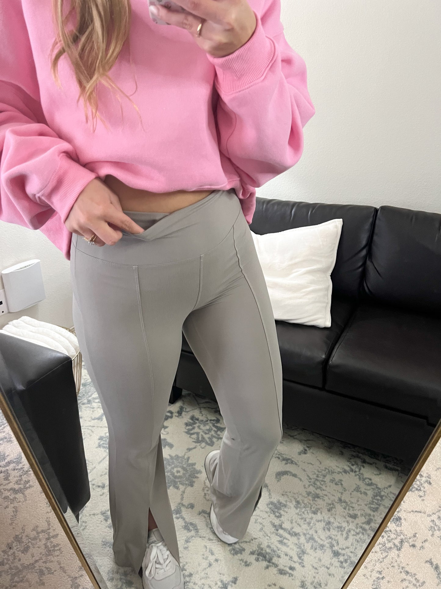 Smooth Split Flare Legging - Stone Taupe