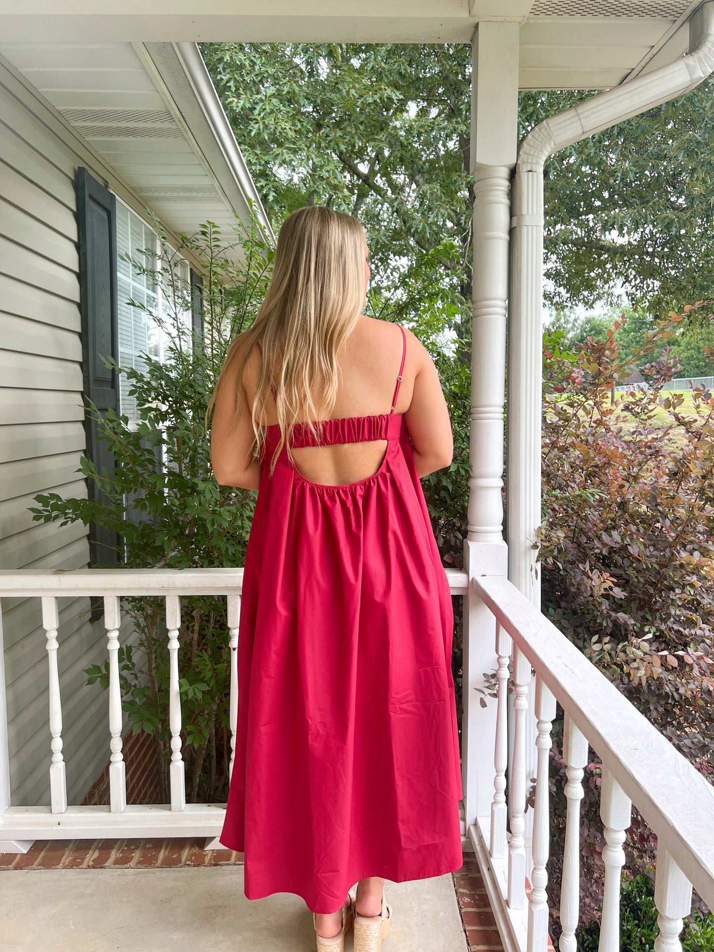 Open Back Midi Dress - Raspberry