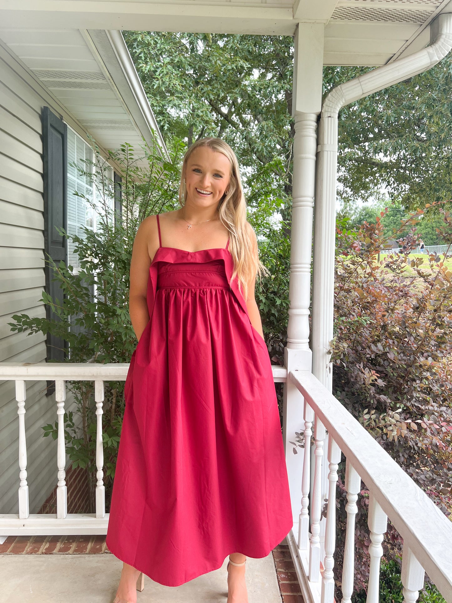 Open Back Midi Dress - Raspberry