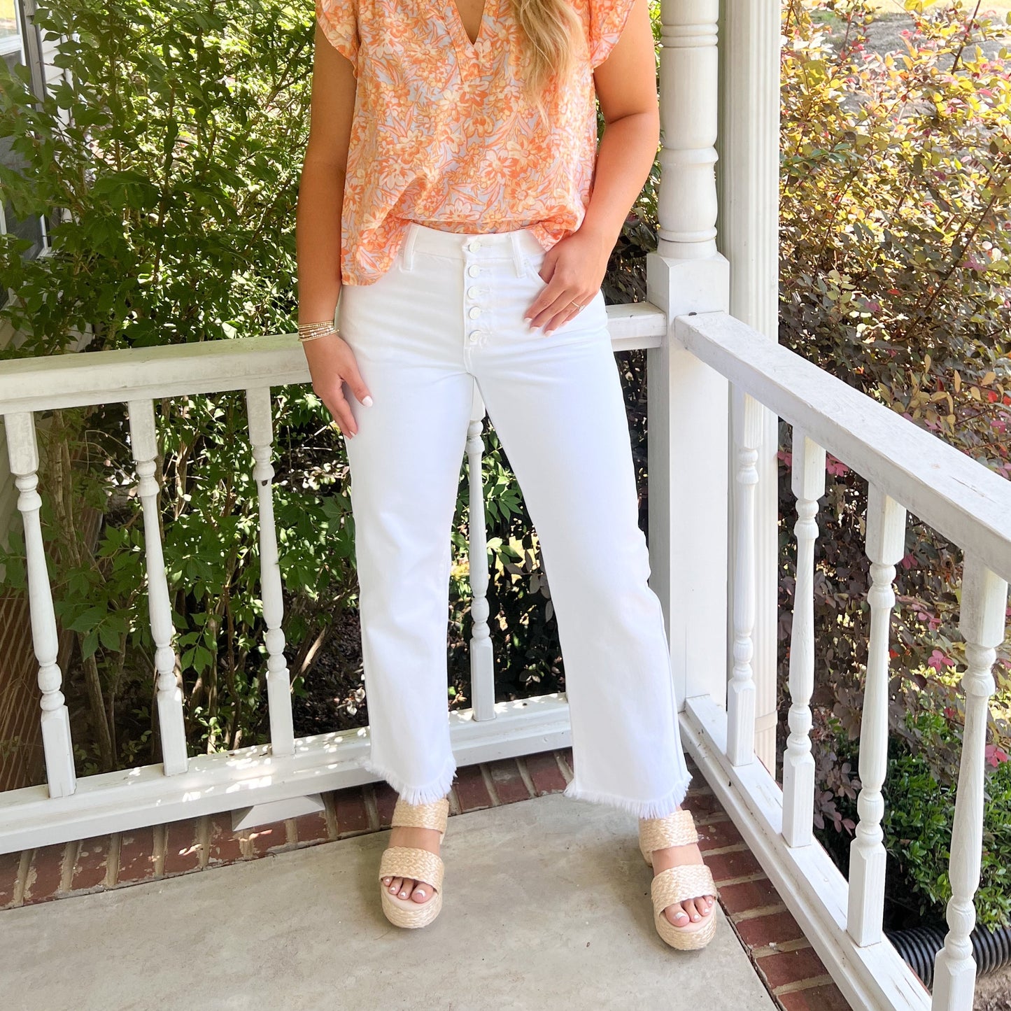 High Rise Straight Leg Jeans - White