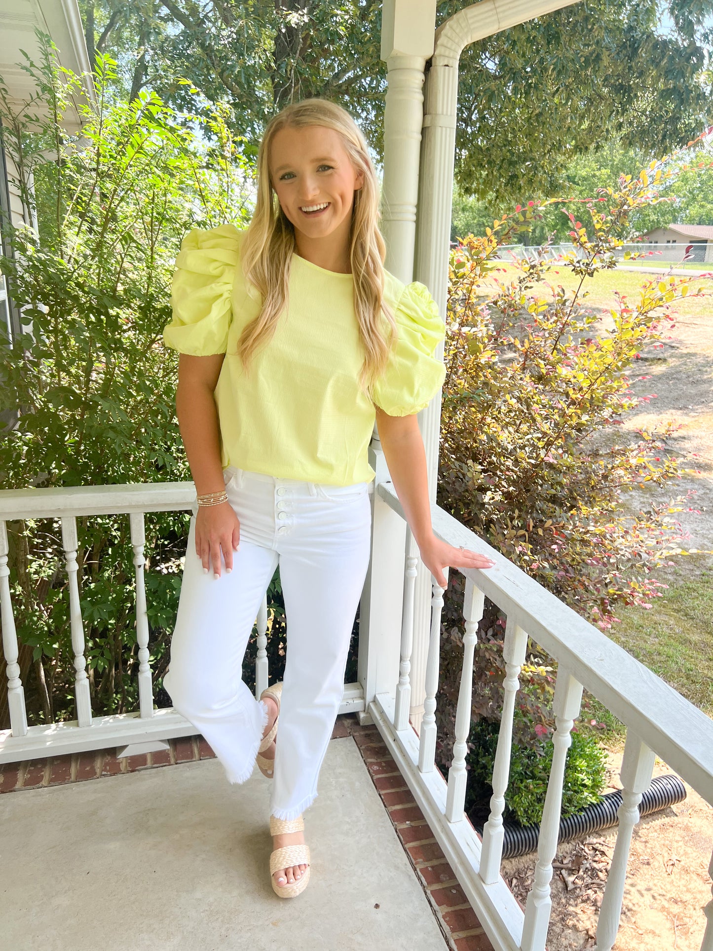 Voluminous Puff Sleeve Top- Limelight