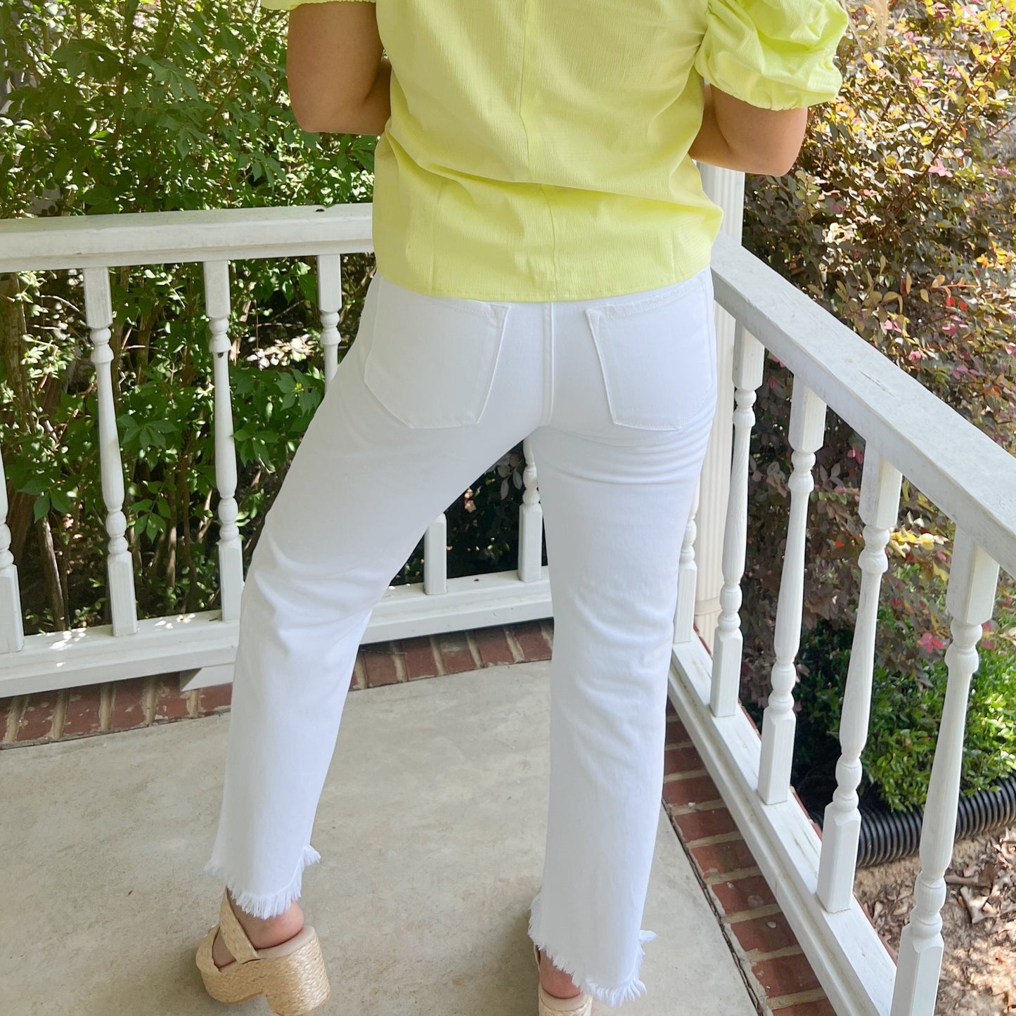 High Rise Straight Leg Jeans - White