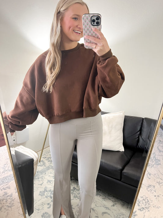 Oversized Fleece Crewneck - Chocolate