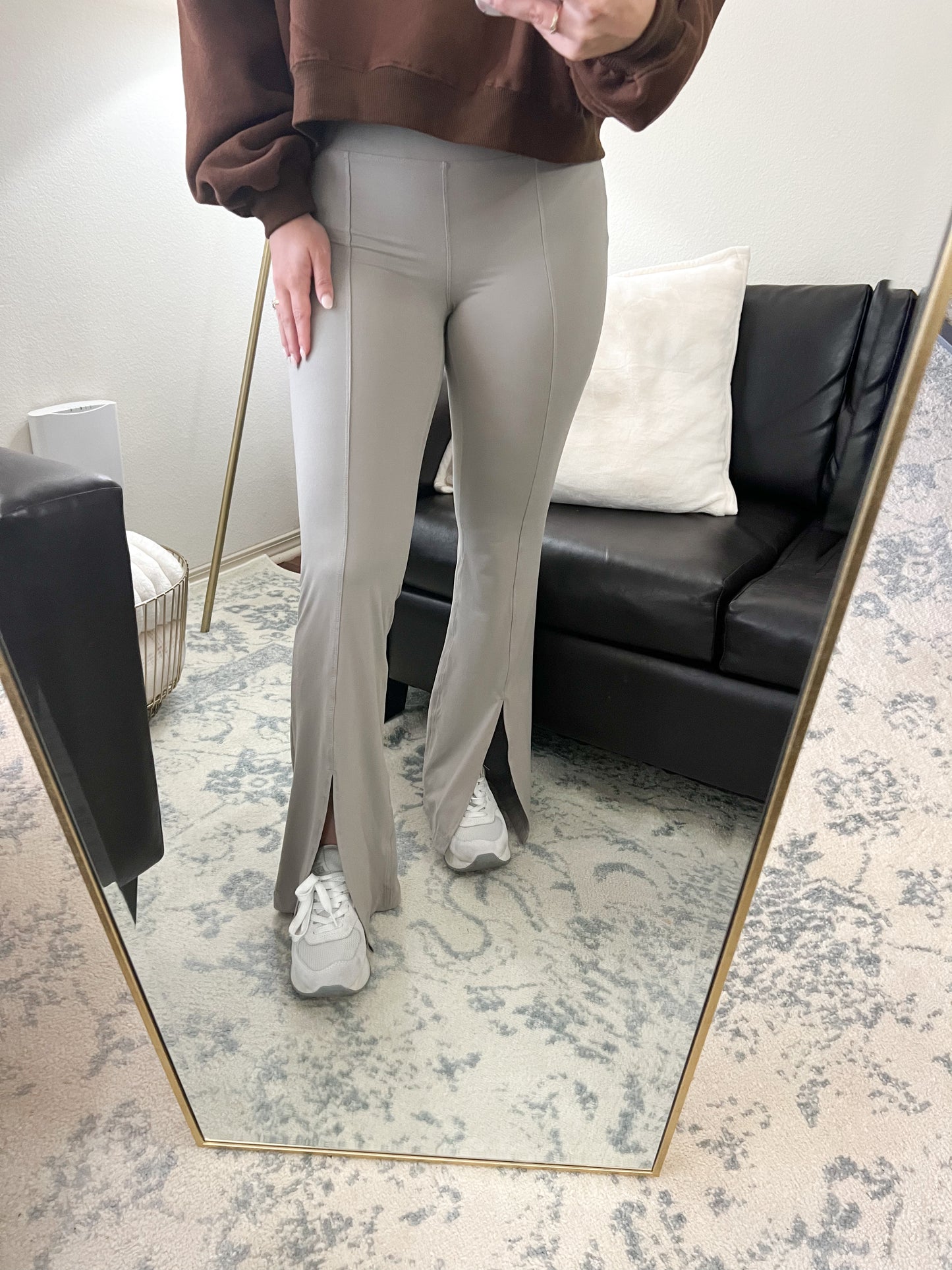 Smooth Split Flare Legging - Stone Taupe