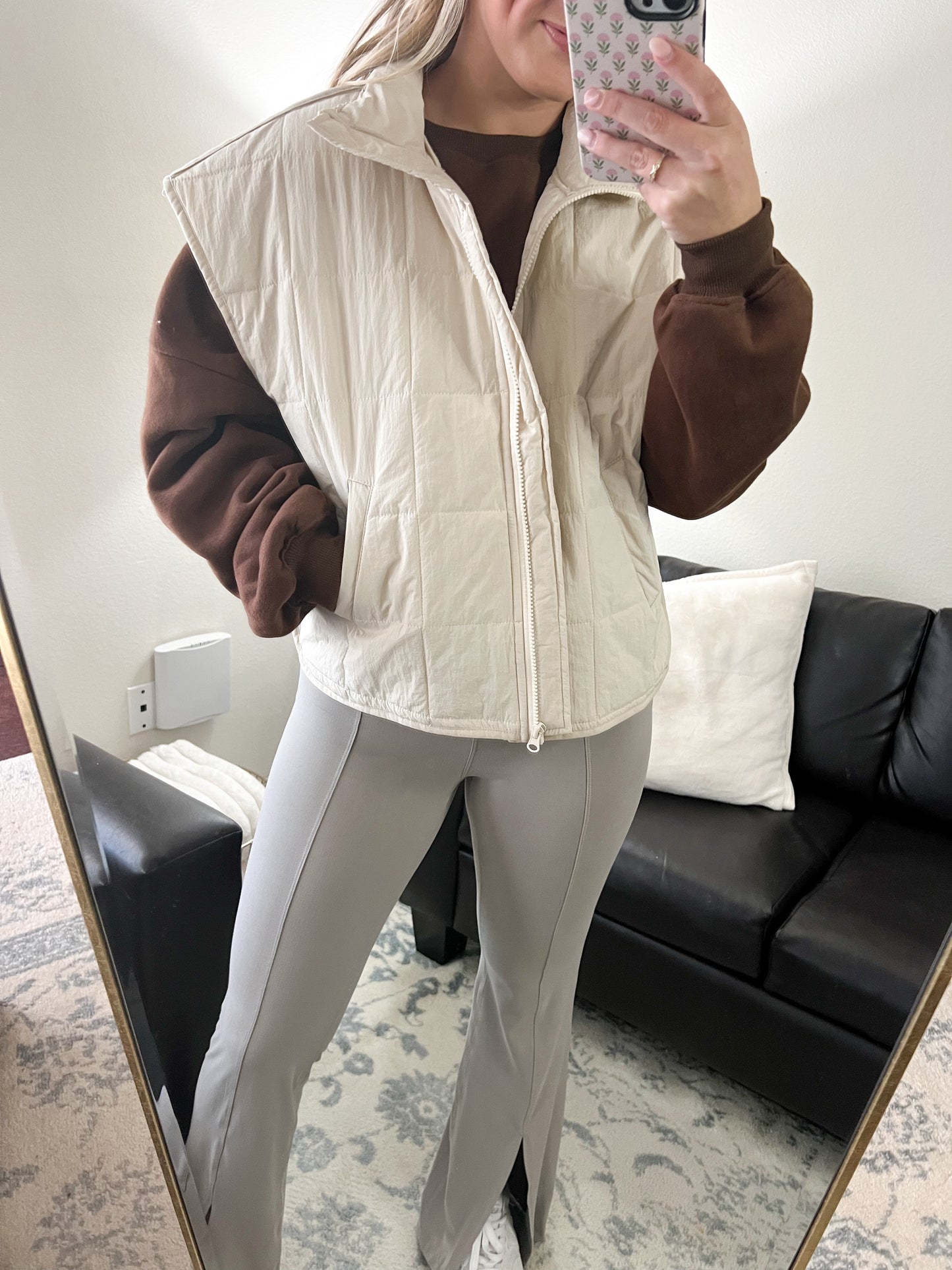 Oversized Quilted Vest - Cream