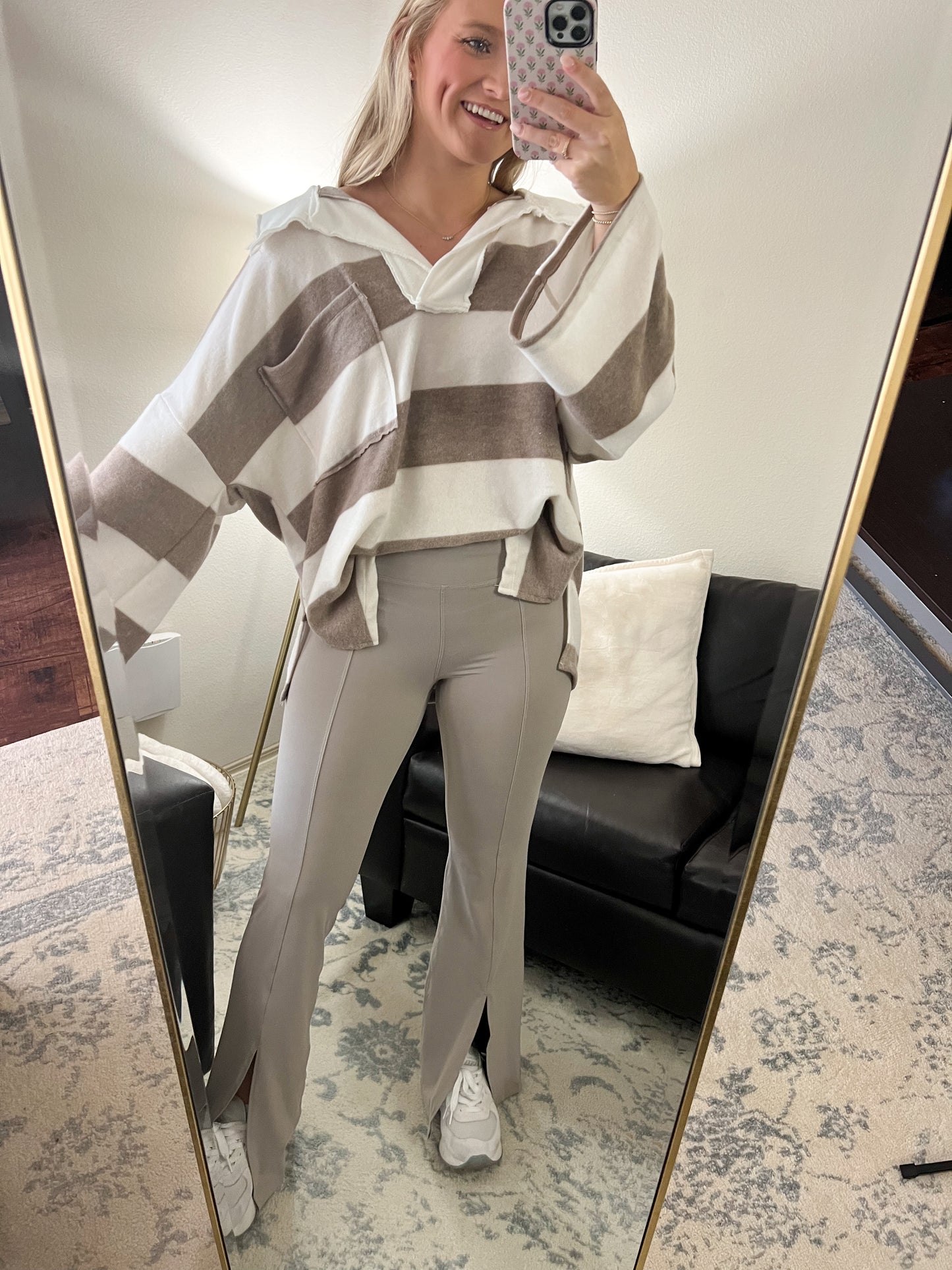 Smooth Split Flare Legging - Stone Taupe