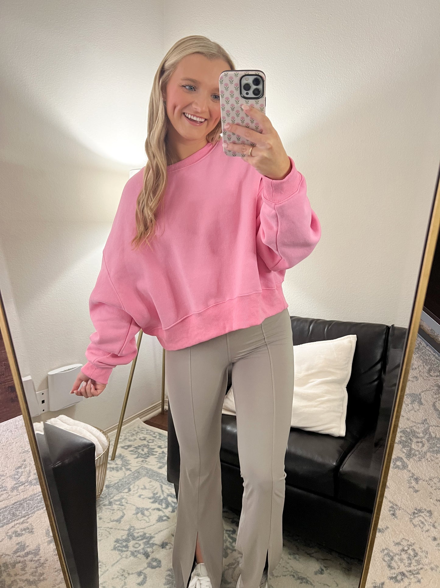 Paisley Lounge Sweatshirt - Hot Pink