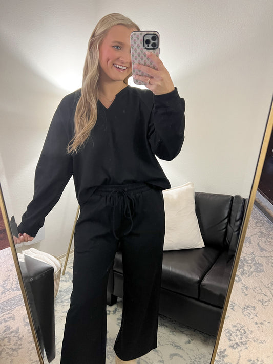 Parker Sweatshirt and Pants Set- Black