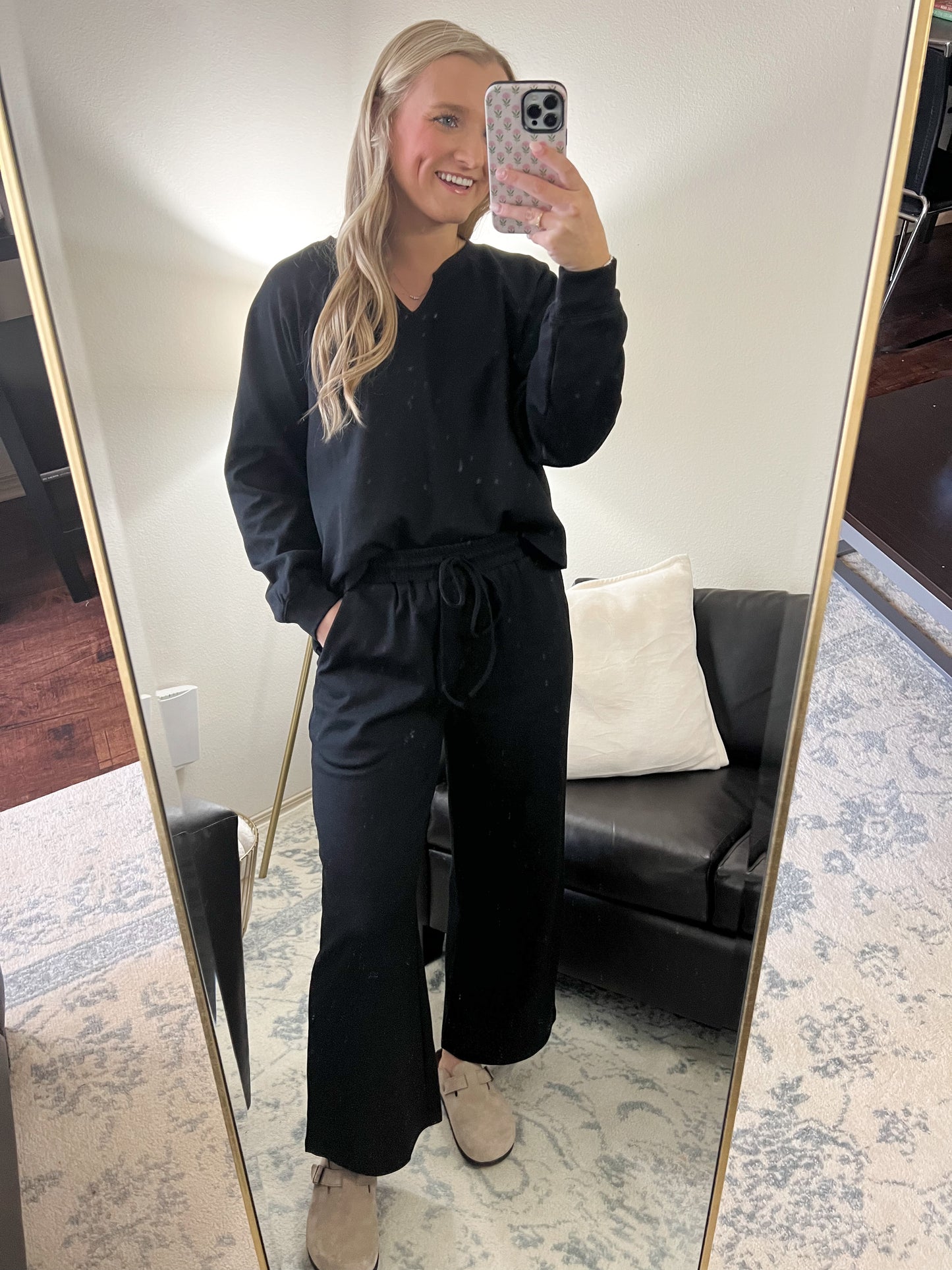 Parker Sweatshirt and Pants Set- Black