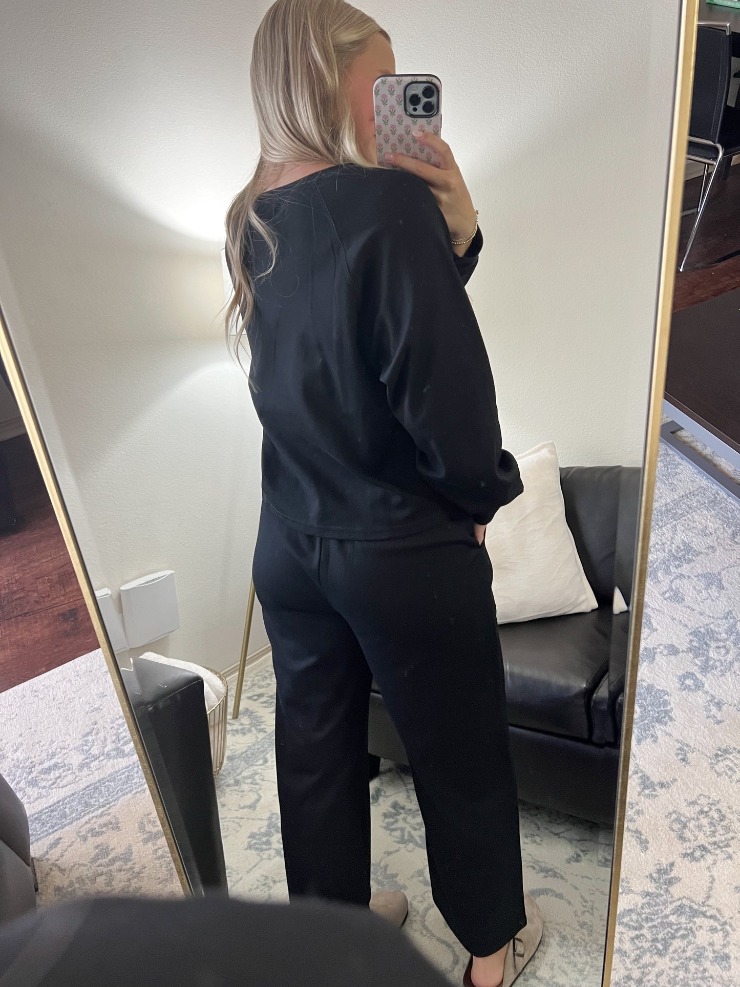 Parker Sweatshirt and Pants Set- Black