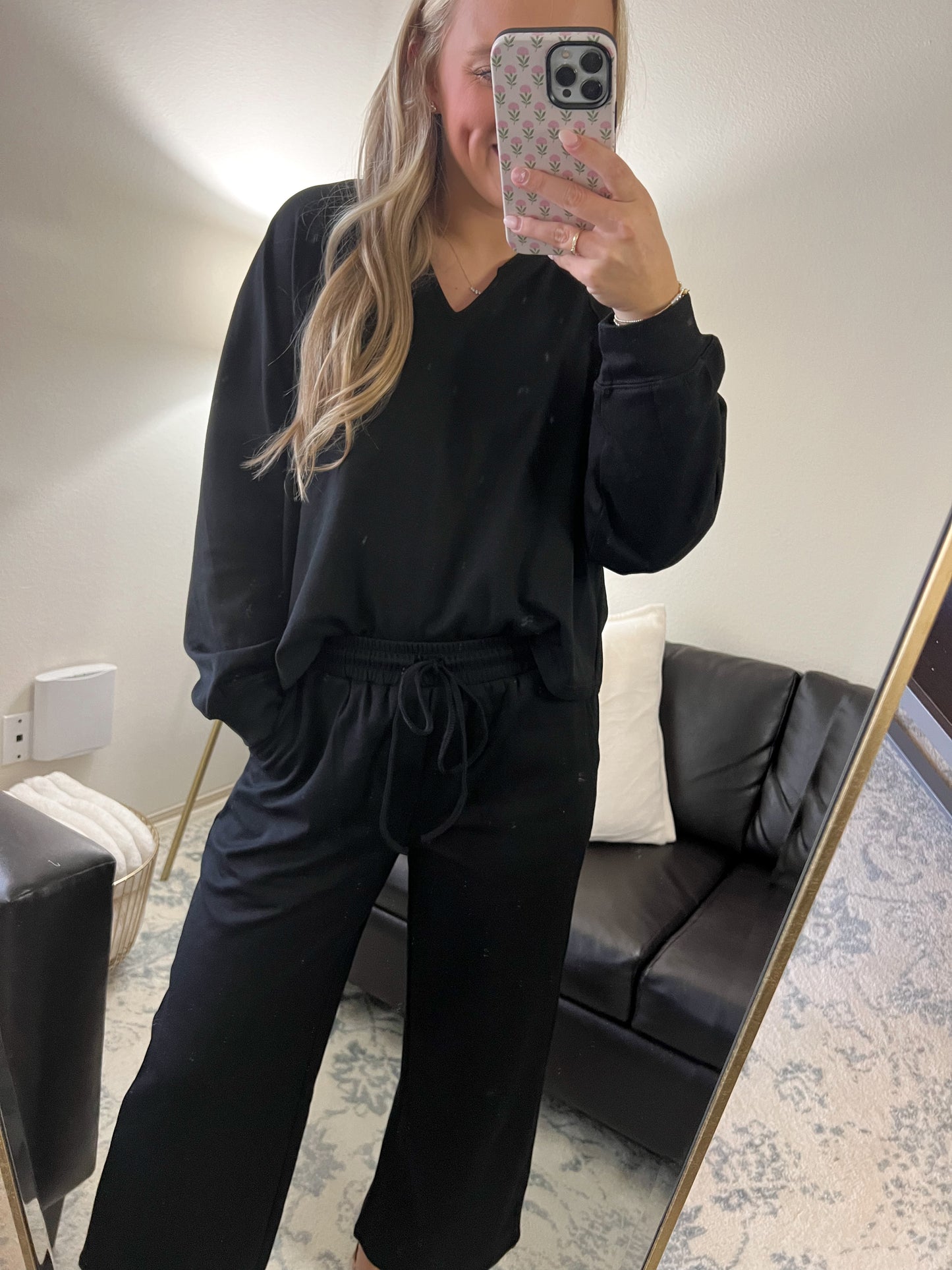 Parker Sweatshirt and Pants Set- Black
