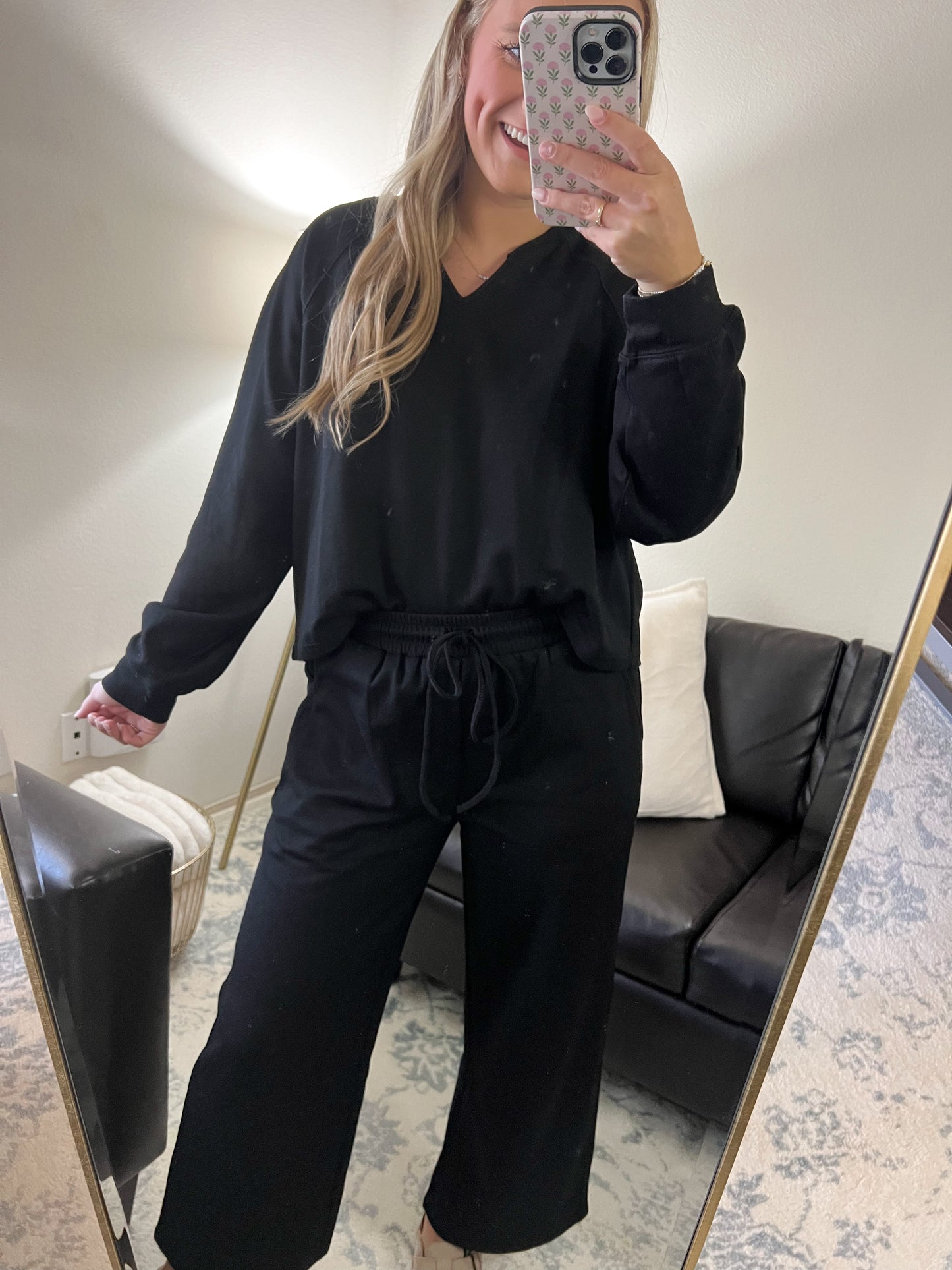 Parker Sweatshirt and Pants Set- Black