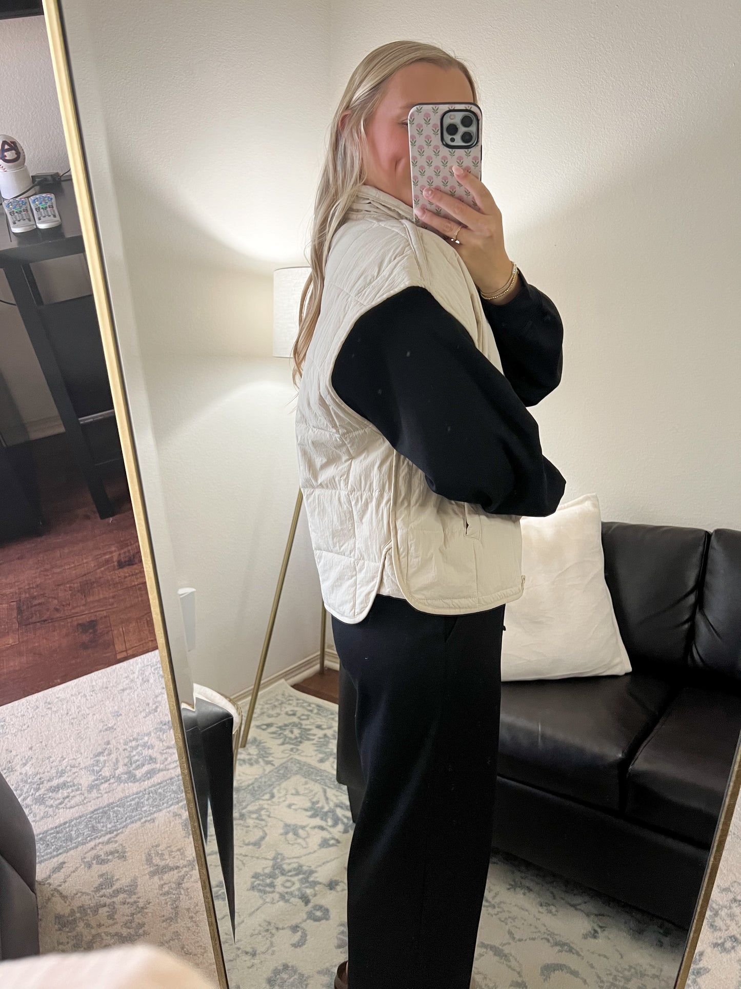 Oversized Quilted Vest - Cream