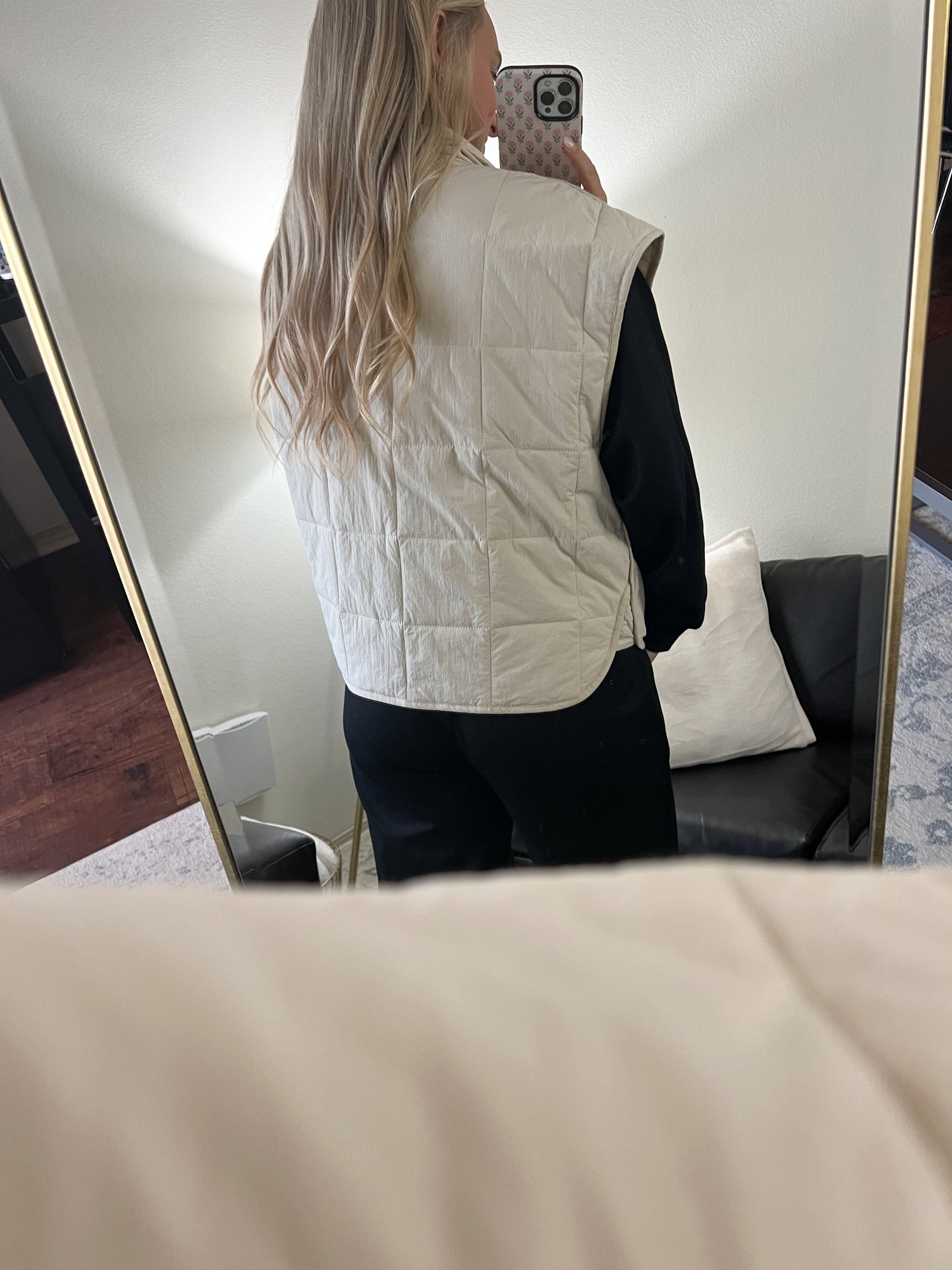 Oversized Quilted Vest - Cream