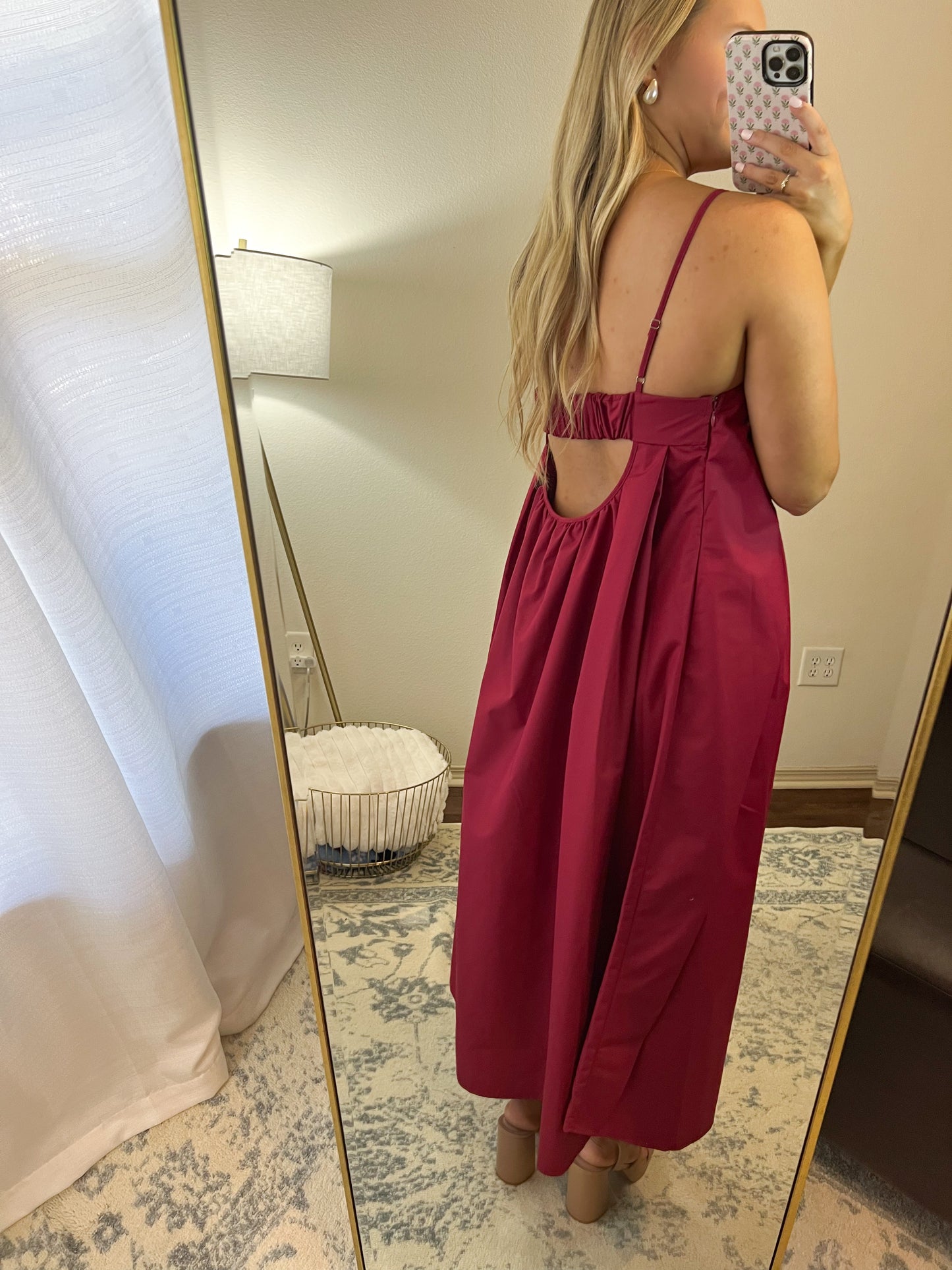 Open Back Midi Dress - Raspberry