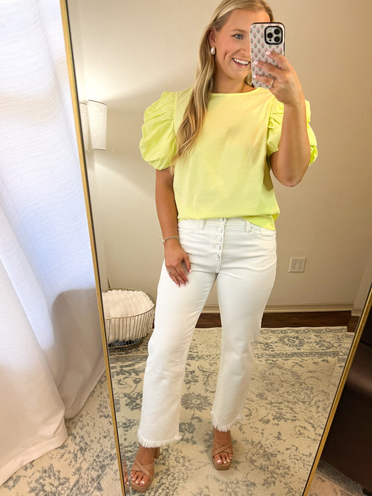 Voluminous Puff Sleeve Top- Limelight