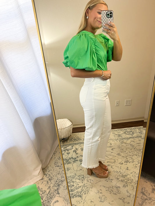 High Rise Straight Leg Jeans - White