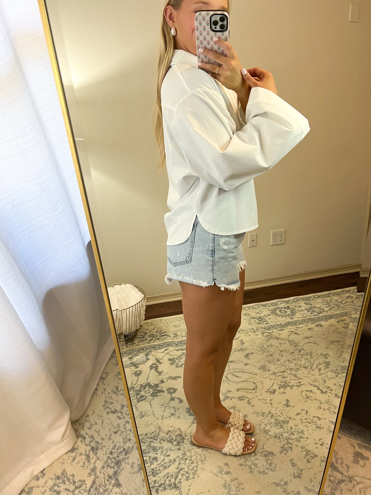 Oversized Button Up Shirt-White