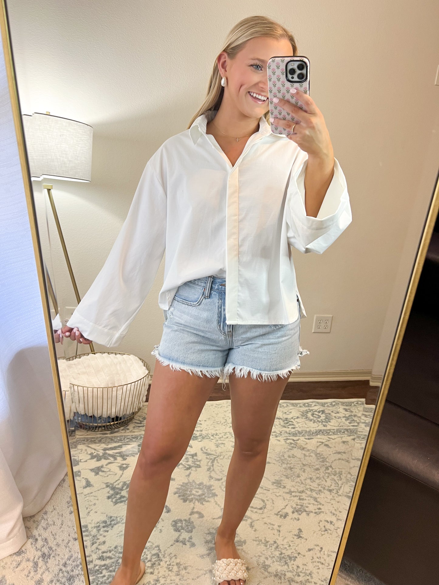 Oversized Button Up Shirt-White